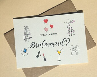Will you be my Bridesmaid card | Eco friendly Bridesmaid Proposal Card | Bridal Party Card | Wedding Cards | Personalised Wedding card