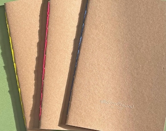 Handmade A5/A6 Lay-Flat Notebook: Recycled Paper, Blank/Lined/Dot Grid, Custom Text
