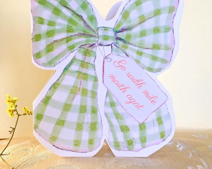 Go raibh míle maith agat | Cut out Bow card | Thank you card | As gaeilge card