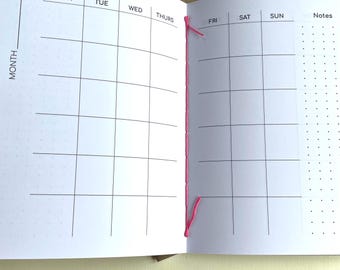 Monthly Undated Planner: Kraft  cover, A6 or A5, FSC Paper