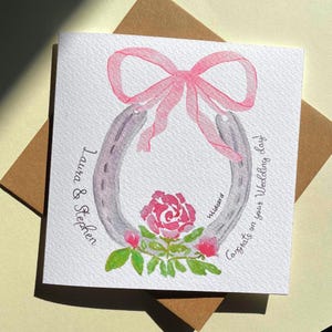Carte de mariage | carte de mariage personnalisable | porte-bonheur fer à cheval