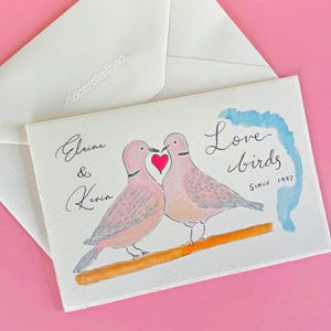 Tarjeta de aniversario de tortolitos / Tarjeta de boda / Tarjeta de compromiso / Tarjeta italiana de lujo / Hecha a mano en Irlanda