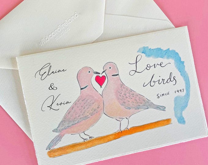 Lovebirds anniversary card | Wedding card | Engagement card | Luxury Italian card | Handmade in Ireland