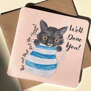 Goed gedaan kaart | schattige kittenkaart | schattige kattenkaart | felicitatiekaart