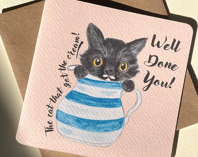 Well done card | cute kitten card | cute cat card | congrats card