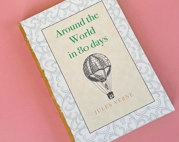 A5 journal | painted edges | gift | a5 luxury notebook | around the world in 80 days notebook