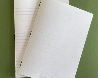 Recharges de cahiers sans couverture A6/A5 : papier recyclé cousu à la main