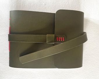 Leather wrap around guest book, visitors book with strap closure in various colour choices