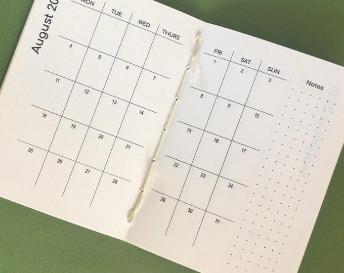 Monthly 2025/2026 diary planner with Recycled paper | A5 or A6 Pocket planner | pocket calendar | Recycled paper