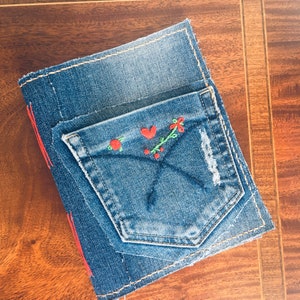 Upcycled journal | lined journal | denim journal | embroidered