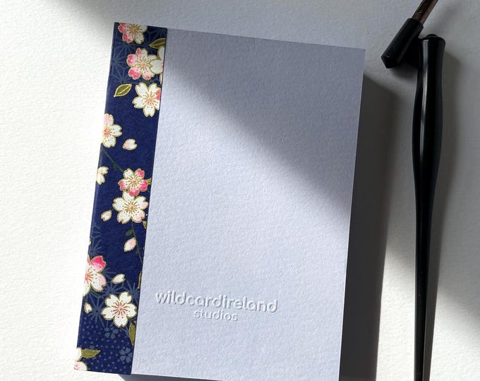 hand bound notebook | 192 pages | hand painted edges | A6 size | perfect gift | Chiyogami paper spine