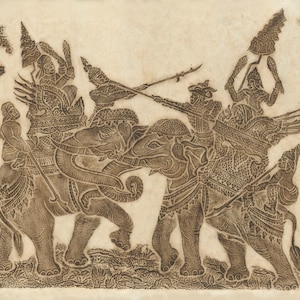 Temple rubbing fine art print (Elephants in Battle)