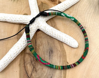 Boho surfer enkelbandje: waterdichte gewaxte koordarmband, verstelbaar