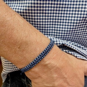 Macrame bracelet, navy blue bracelet, macrame cord, flat braid bracelet, boyfriend girlfriend bracelet, best friend bracelet, boyfriend gift