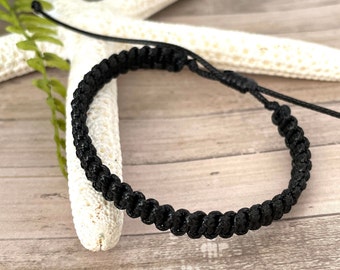 Macrame Flat Braid Bracelet: Waterproof Cord, Boho Style