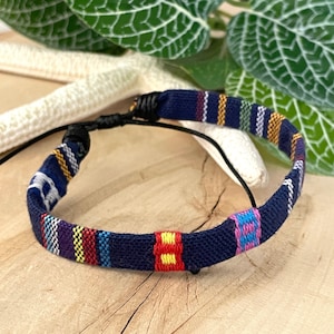 Flat wide woven bracelet, Cotton Bracelets, Surfer Bracelet Set for Men & Women, Boho Bracelet Men Cotton, Boho surfer bracelet men woven