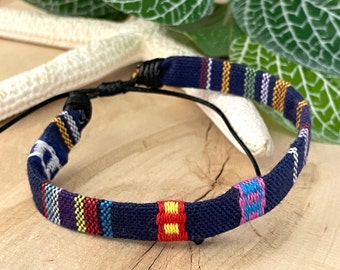 Pulsera tejida ancha plana, pulseras de algodón, conjunto de pulseras surfistas para hombres y mujeres, pulsera boho de algodón para hombres, pulsera de surfista boho tejida para hombres