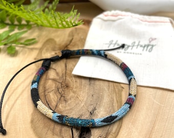 Tobillera Boho Surfer: Pulsera ajustable de cordón encerado resistente al agua