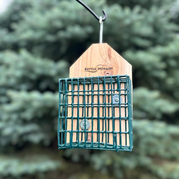 Double Hanging Suet Cage Feeder (Cedar)