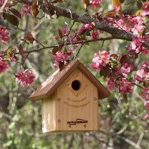 Kettle Moraine Traditional Cedar Nest Box/Bird House for Wrens & Chickadees w/ Recycled Roof