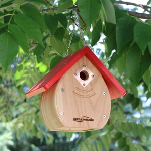 Kettle Moraine Tear Drop Cedar Nest Box/Bird House for Wrens & Chickadees w/ Recycled Roof