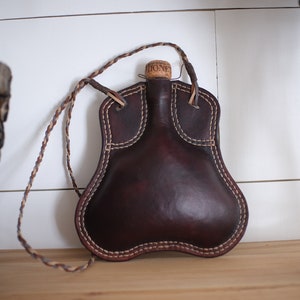 Leather canteen/costrel/wine skin