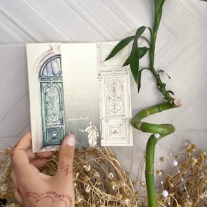 Carte postale invitation aquarelle porte