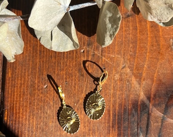 gold plated saturn huggie earrings