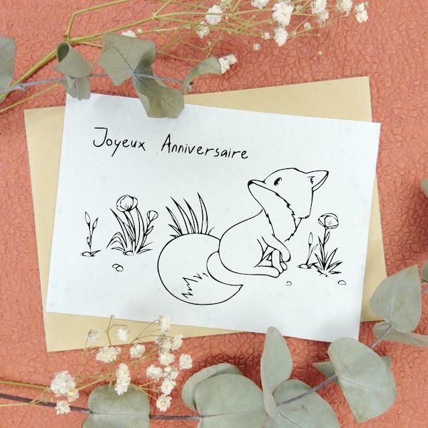 Carte à planter ensemencé - Joyeux anniversaire - Renard