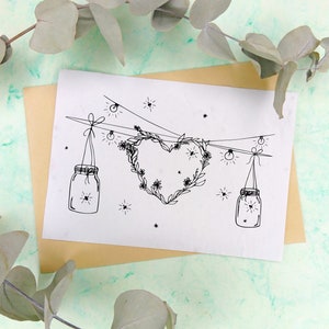 Carte à planter ensemencé - Couronne de fleurs en cœur - amour