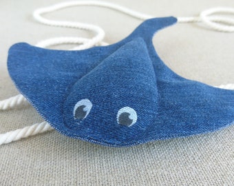 Small Manta Ray in recycled jeans