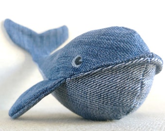 Recycled denim whale - small whale