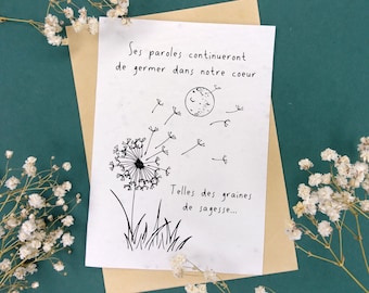 Seeded planting card - Dandelion - Condolences - Wildflower seeds