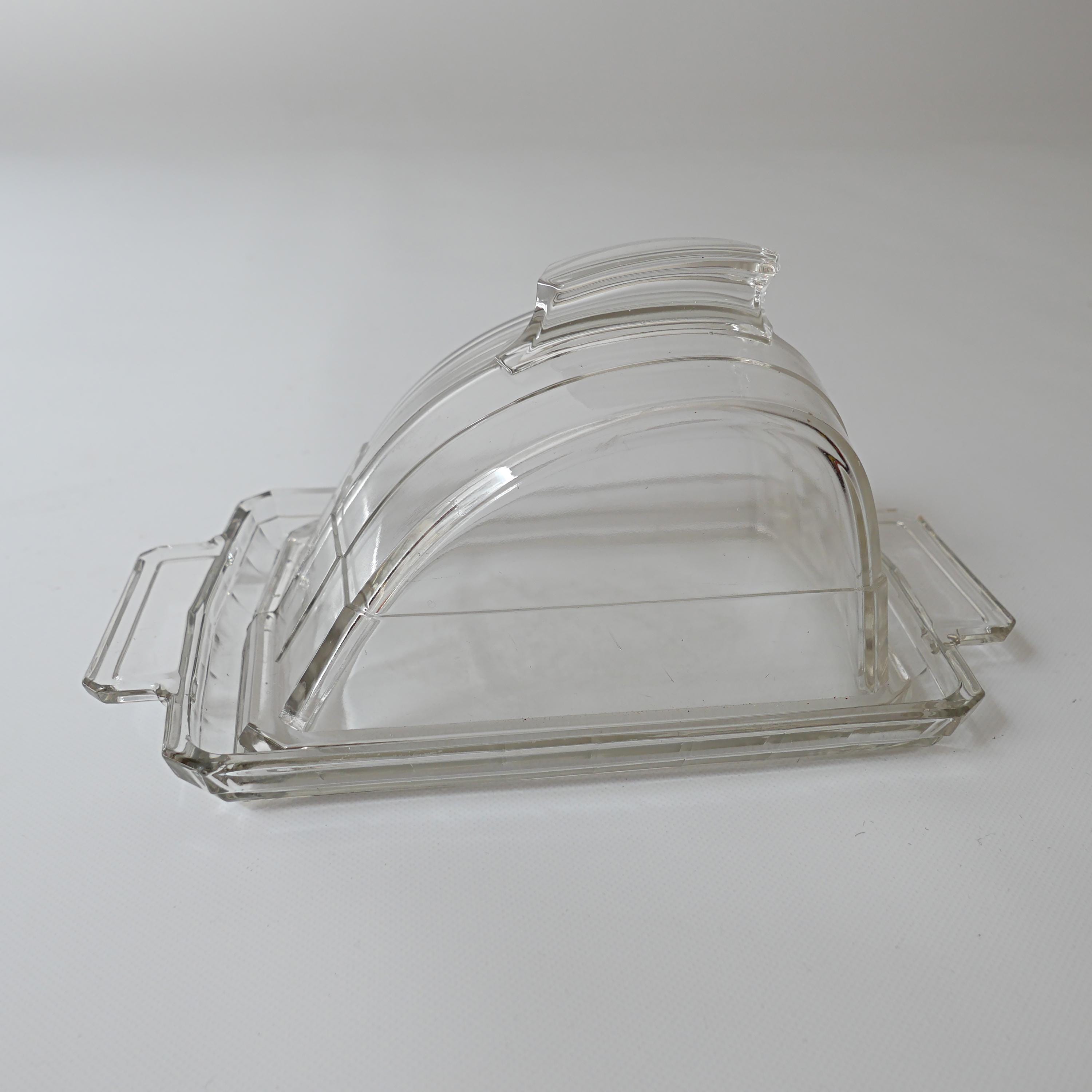 Val Saint Lambert Luxval Glass Cheese in Vintage Art Deco Glass
