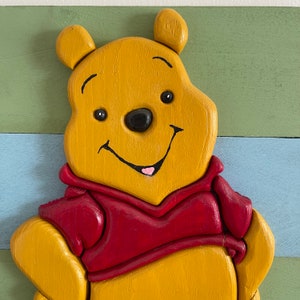 Intarsia Wood Art Winnie the Pooh Bear Nursery Wall Decor, Scroll Saw Intarsia Pattern, 3D Baby Room Wall Decor, Intarsia Woodworking