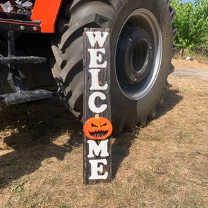 Letrero del porche de Halloween, letrero de bienvenida grande, letrero de puerta de Halloween, letrero de madera de Halloween, letrero de bienvenida de otoño, decoración del porche de otoño, porche delantero de bienvenida