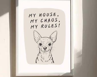 Lámina artística de chihuahua: Decoración divertida para el hogar (descarga digital)