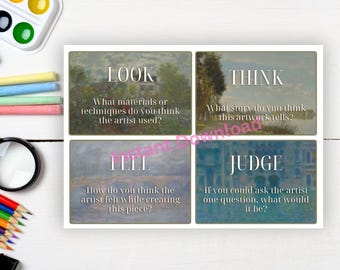 Tarjetas didácticas de crítica de arte: Educación artística en casa y en el aula (Descarga digital PNG)