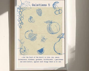 Lámina artística del Fruto del Espíritu / Gálatas 5:22-23 Arte mural bíblico / Decoración cristiana para el hogar / Póster con versículos bíblicos
