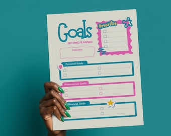 Planificador de objetivos imprimible / Objetivos diarios, semanales o mensuales / Productividad, motivación / Descarga digital instantánea