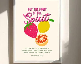 Lámina artística del Fruto del Espíritu / Gálatas 5:22-23 Arte mural bíblico / Decoración cristiana para el hogar / Póster con versículos bíblicos