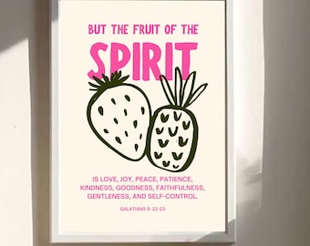 Lámina artística del Fruto del Espíritu / Gálatas 5:22-23 Arte mural bíblico / Decoración cristiana para el hogar / Póster con versículos bíblicos
