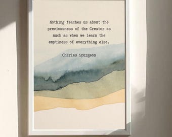 Impresión con cita de Charles Spurgeon / Arte mural cristiano minimalista / Póster inspirador inspirado en las Escrituras / La preciosidad de Dios