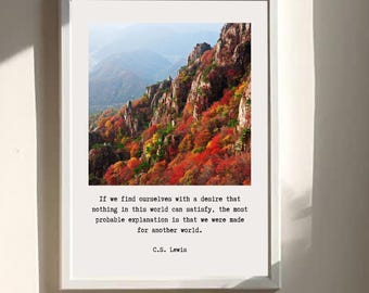 Impresión con cita de C.S. Lewis: Arte mural cristiano minimalista (descarga digital)