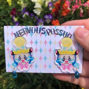 Possum Earrings / Cry Baby Clown