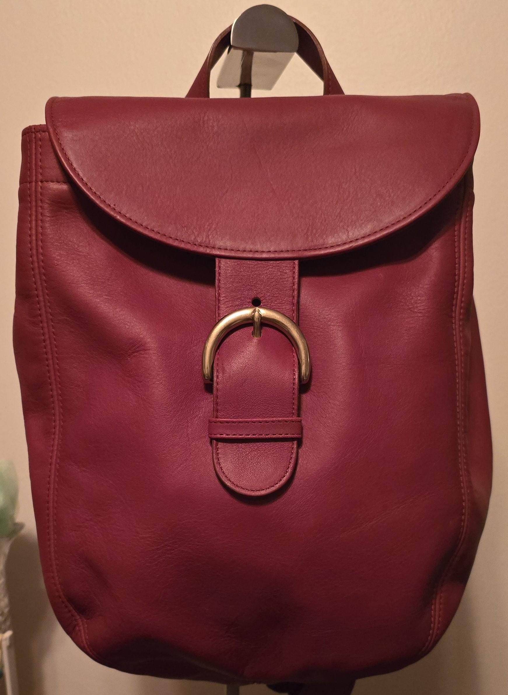 coach backpack red and brown Coach Red Leather Backpack: 10x12x5 Interior Pocket