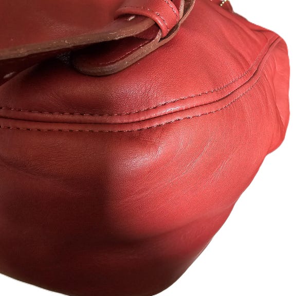 Coach Red Leather Backpack: 10x12x5 Interior Pocket - Etsy display picture 3