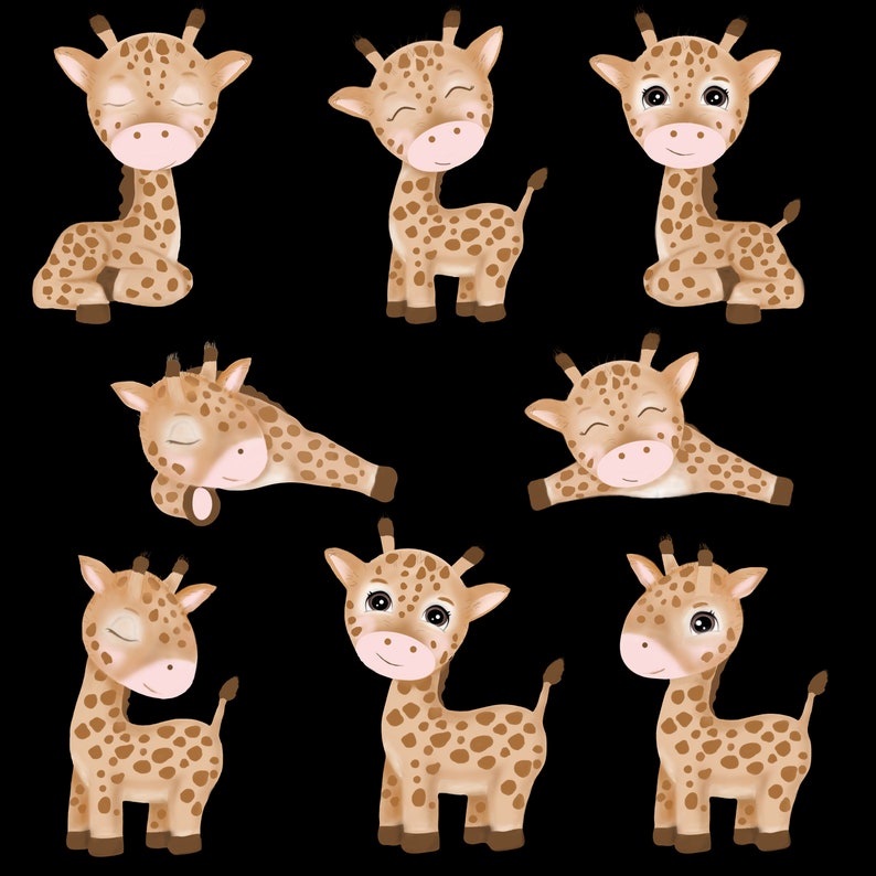 Watercolor Baby Boy Giraffe Clipart, Giraffe Clipart, Savannah Clip Art