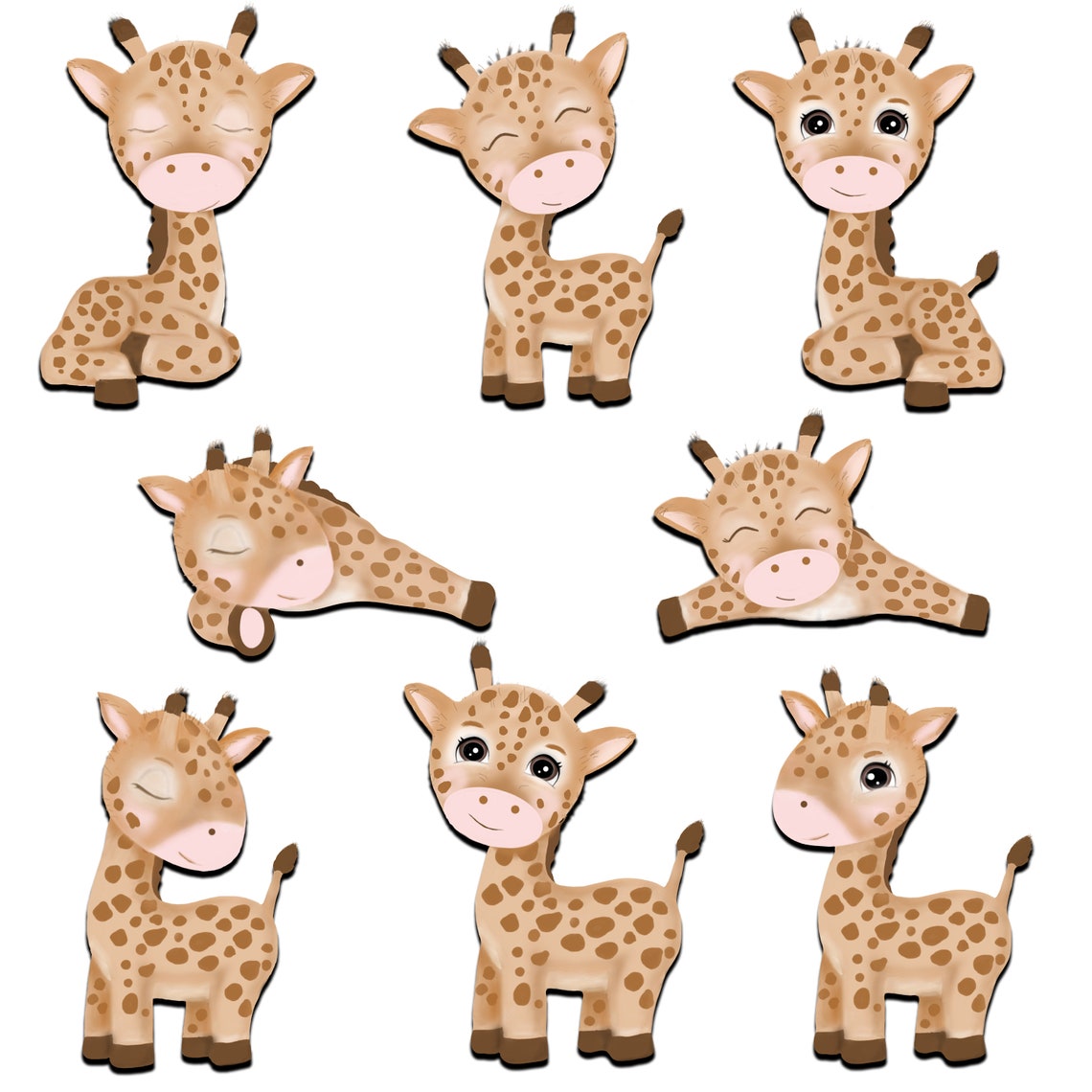 Watercolor Baby Boy Giraffe Clipart, Giraffe Clipart, Savannah Clip Art