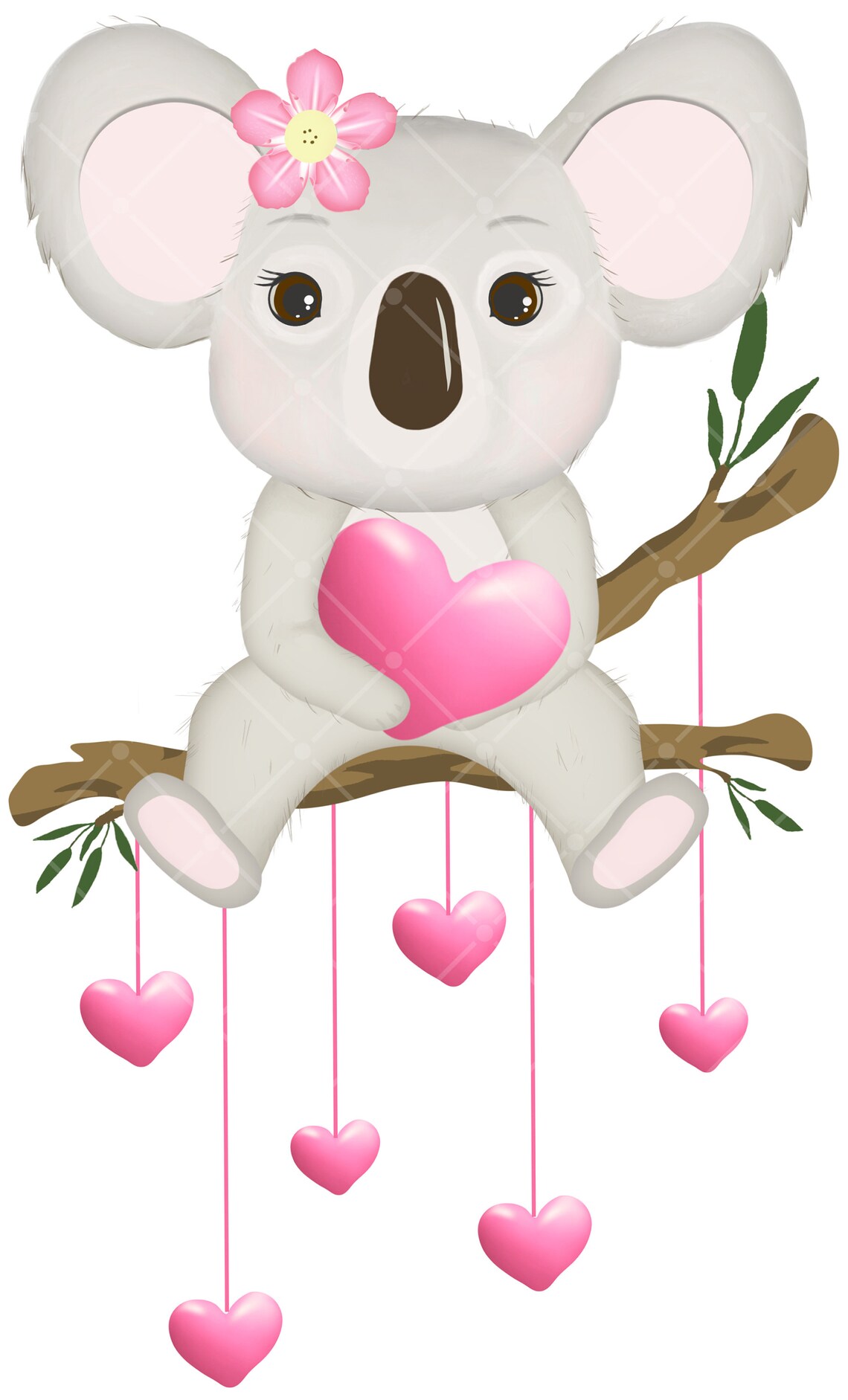 Animal Love Clipart Set, Doodle Koala Heart Clipart, I Love You, Koala